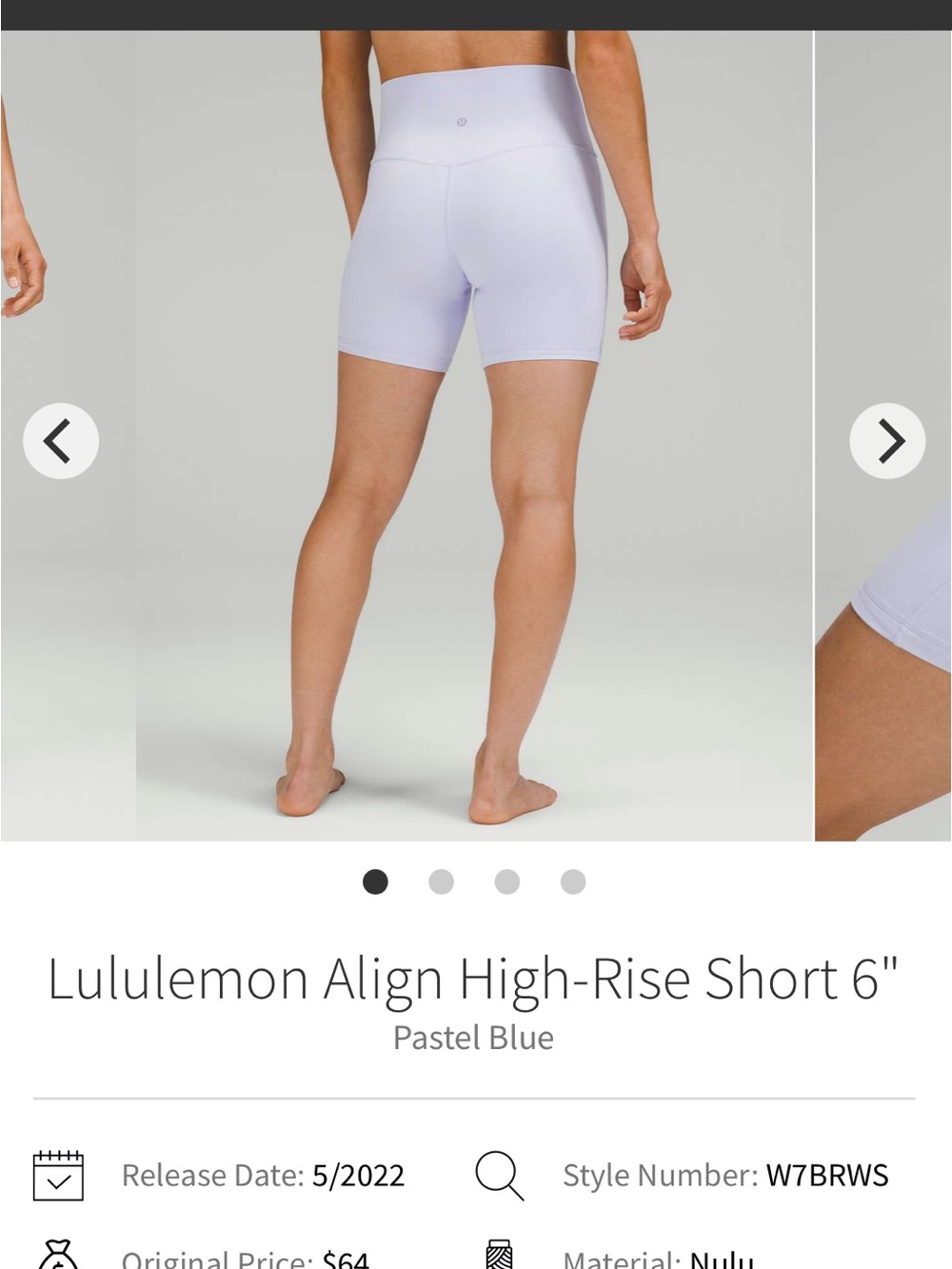 lululemon Align High-Rise 6" Shorts — Pastel Blue